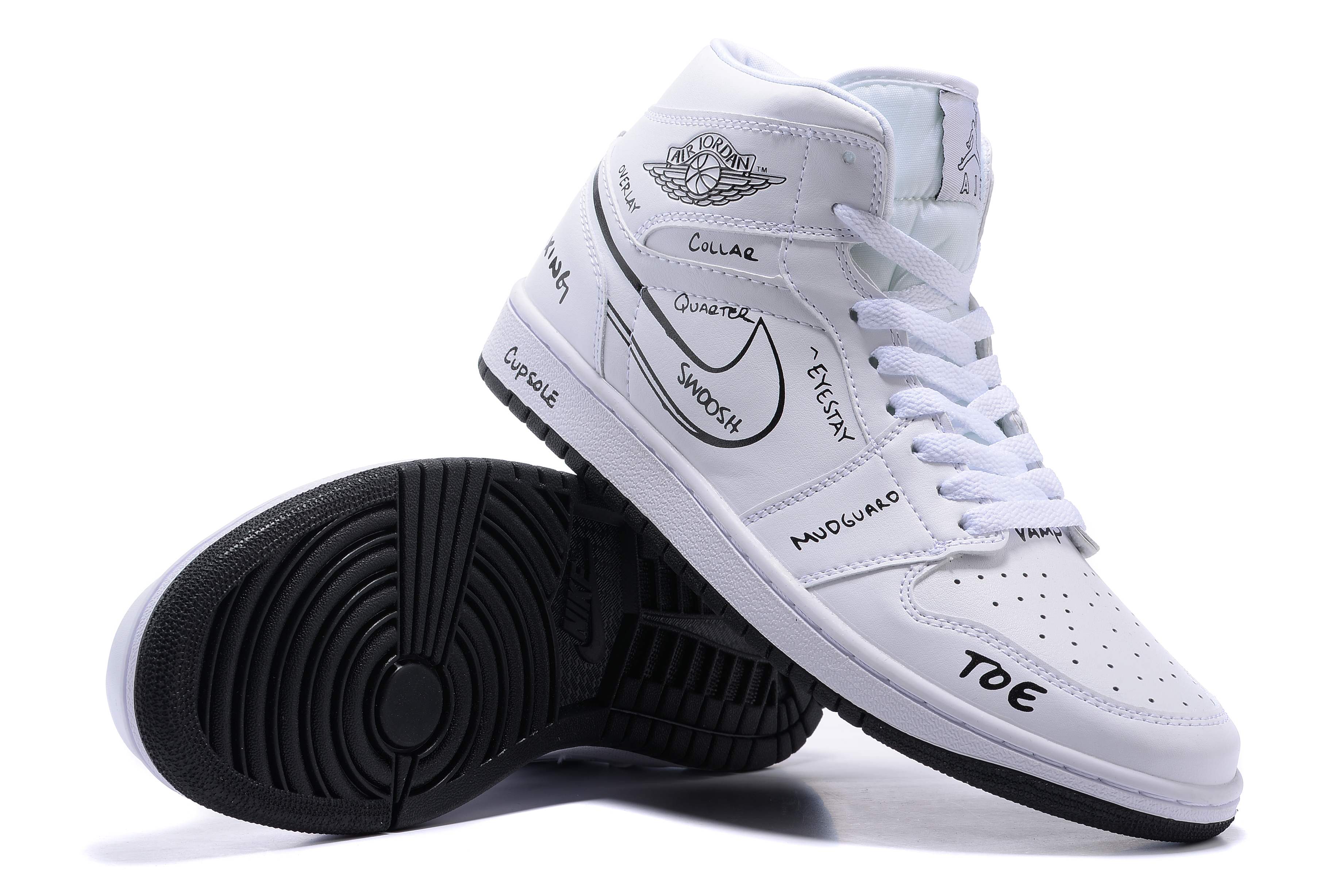 New 2022 Air Jordan 1 Retro White Black Shoes - Click Image to Close